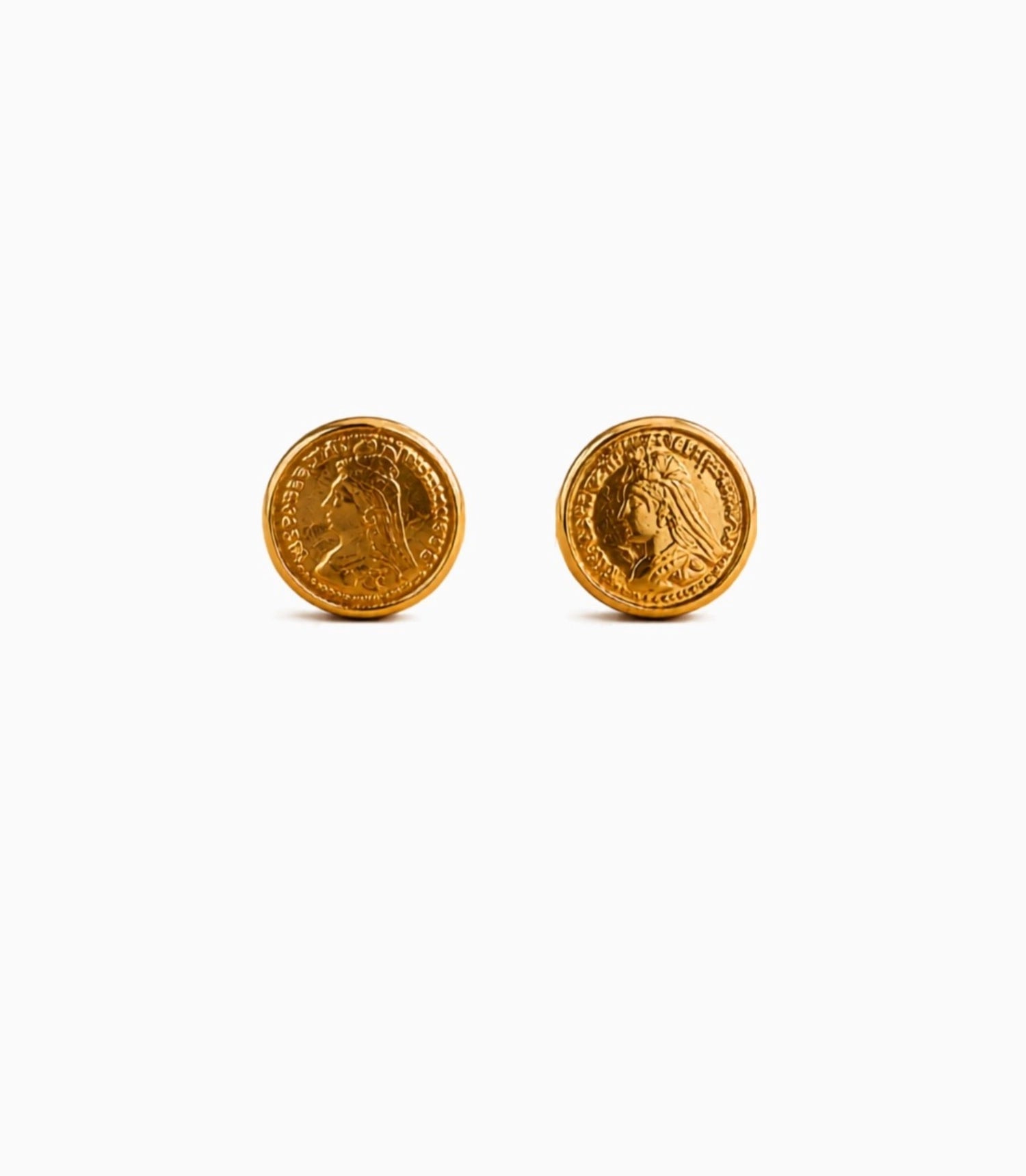 Gold Plated Coin Touch Stud Earrings
