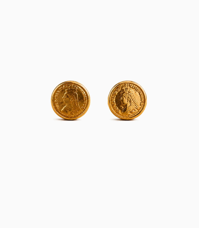 Gold Plated Coin Touch Stud Earrings