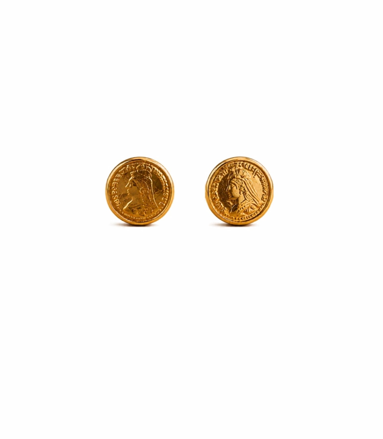 Gold Plated Coin Touch Stud Earrings