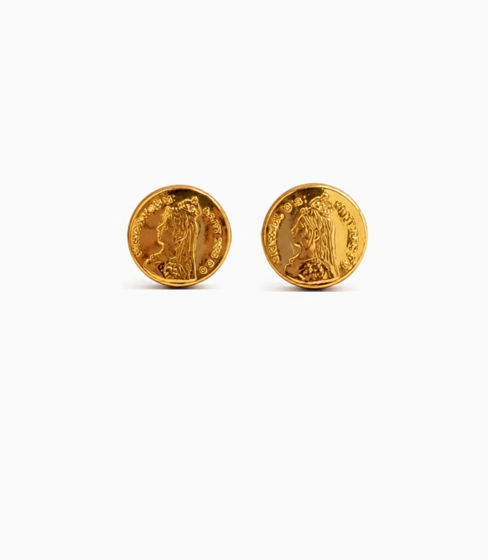 Gold Plated Coin Inspired Stud Earrings