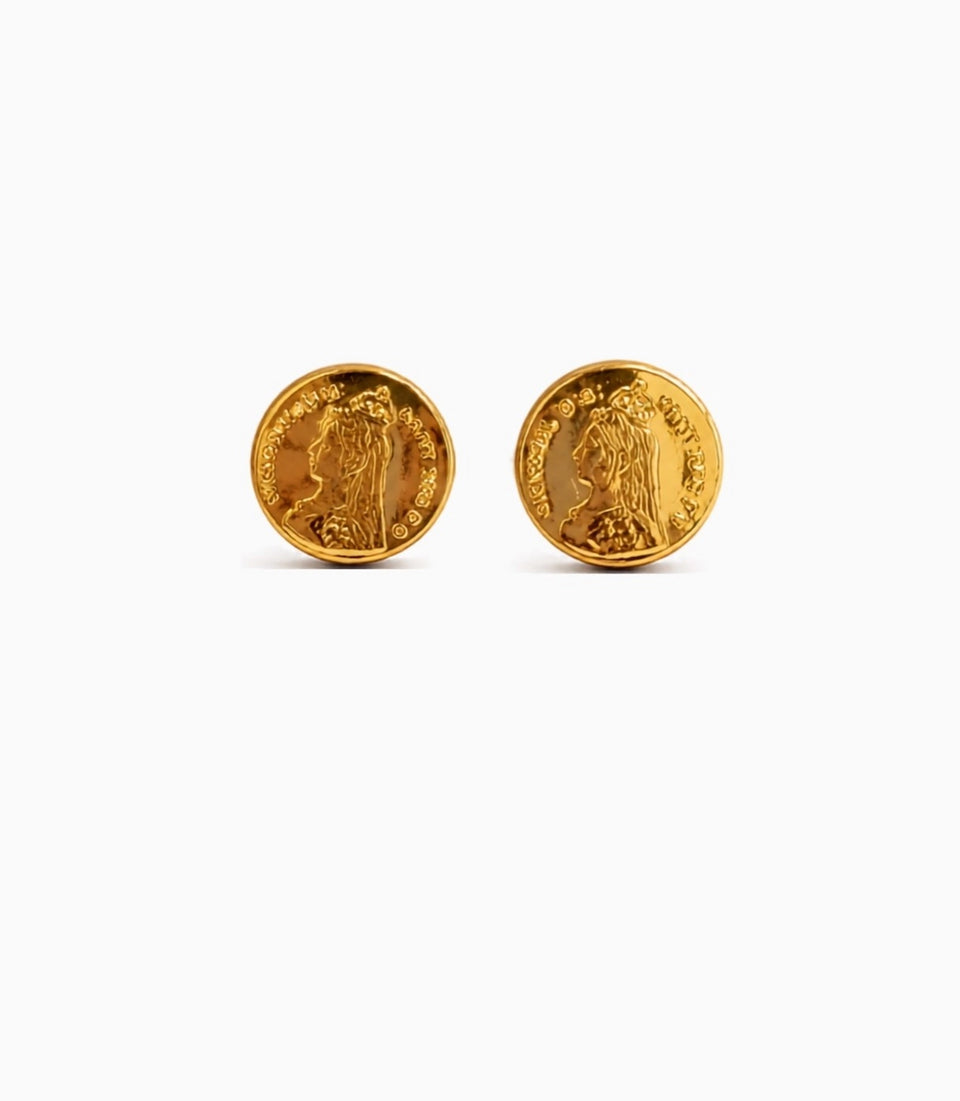 Gold Plated Coin Inspired Stud Earrings