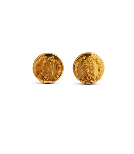 Gold Plated Coin Inspired Stud Earrings