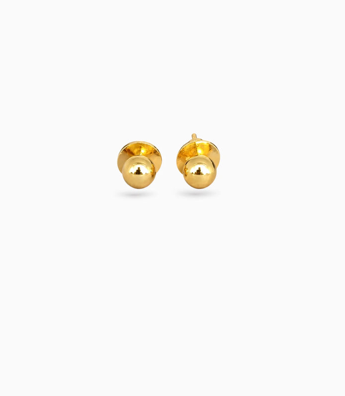 Gold Plated Gold Bead Stud Earrings