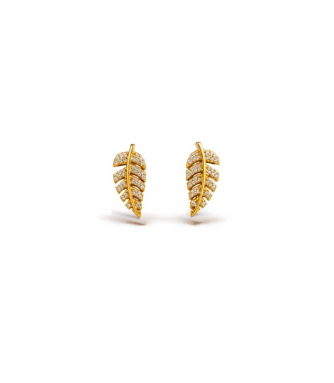 Gold Plated AD Leaf Stud Earrings