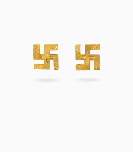 Gold Plated Divine Swastik Stud Earrings