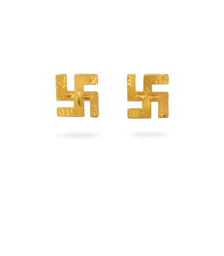 Gold Plated Divine Swastik Stud Earrings