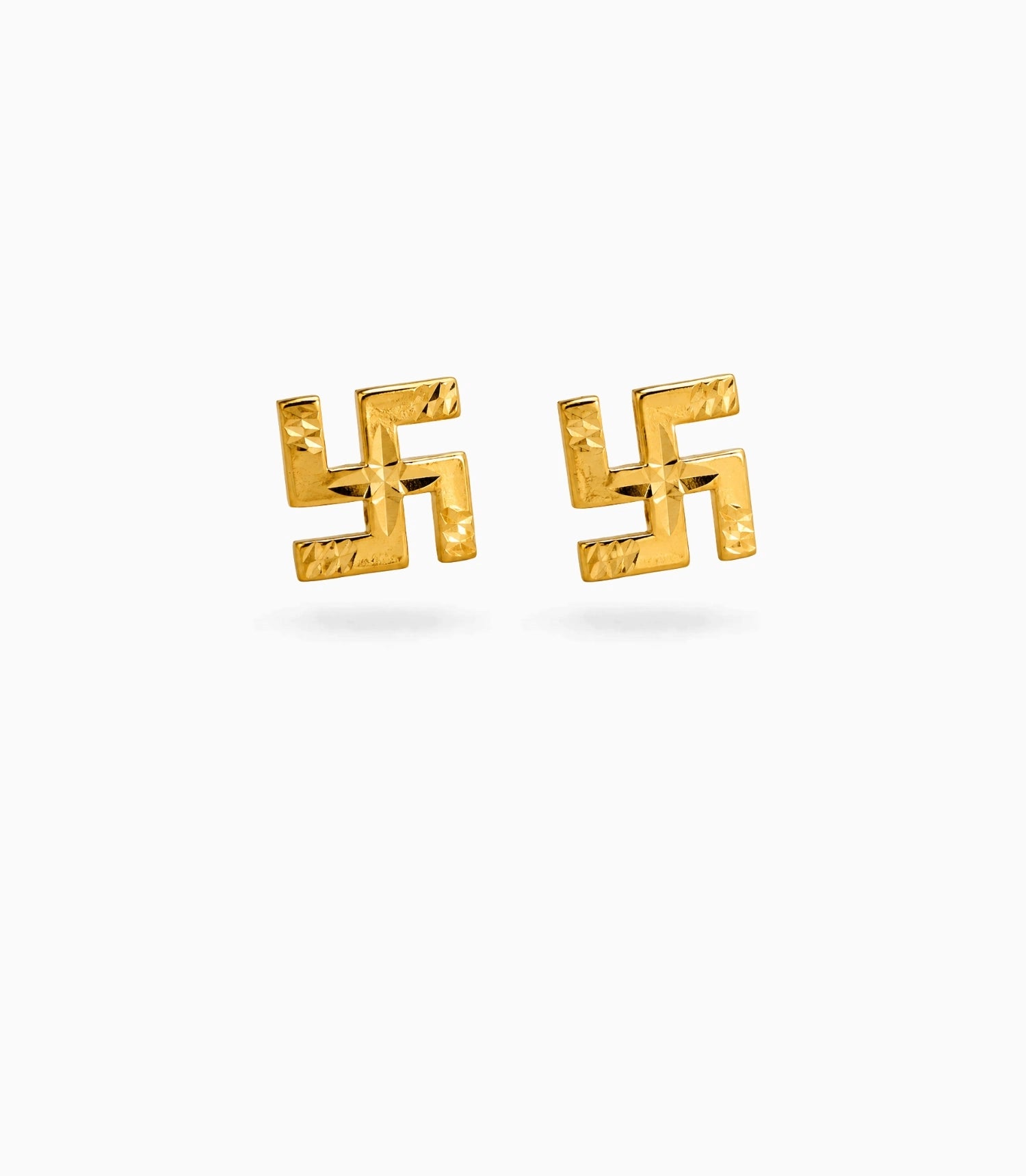 Gold Plated Swastik Blessing Stud Earrings