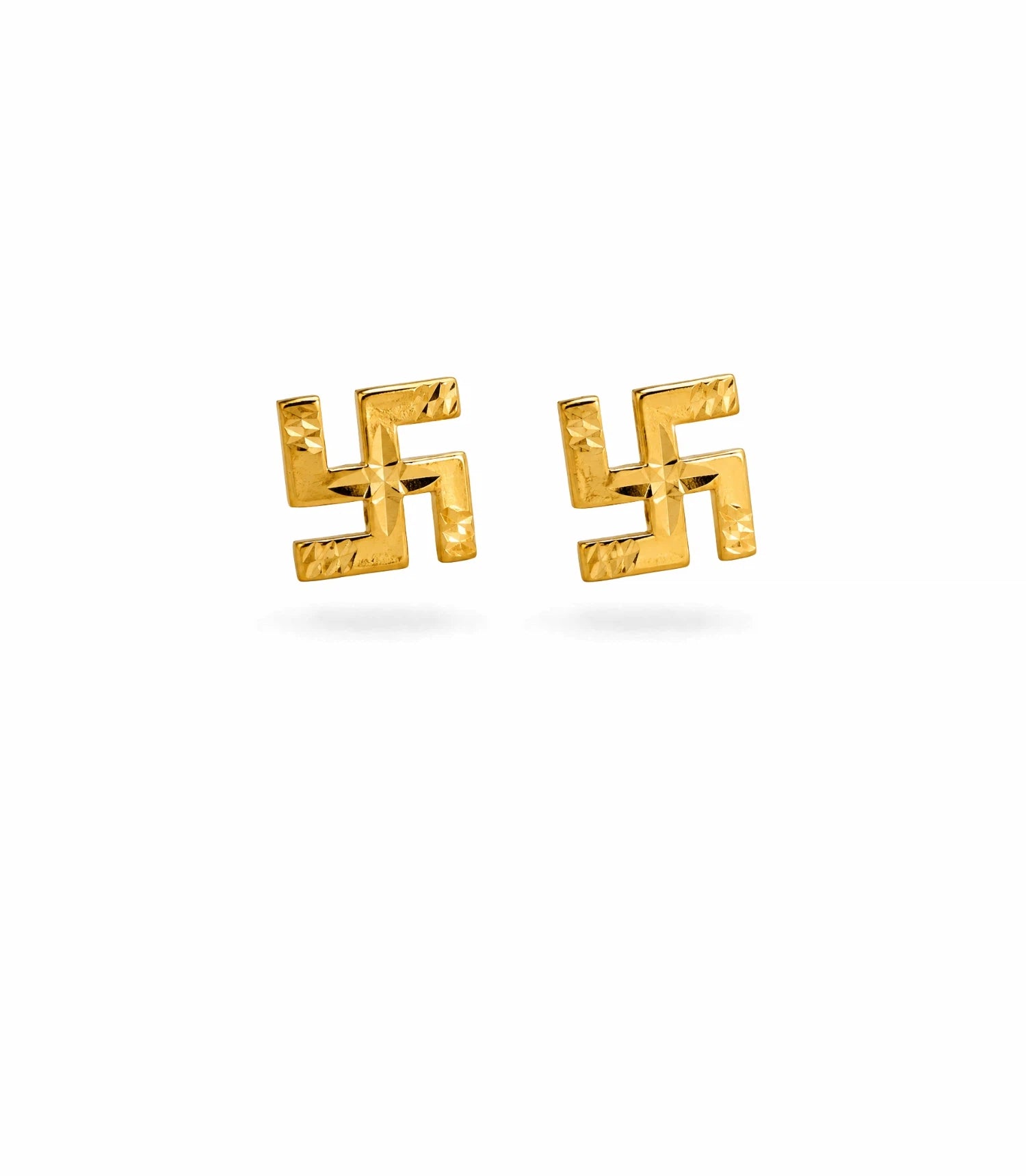 Gold Plated Swastik Blessing Stud Earrings