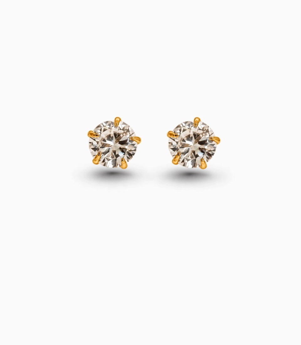 Gold Plated Sparkling AD Stud Earrings