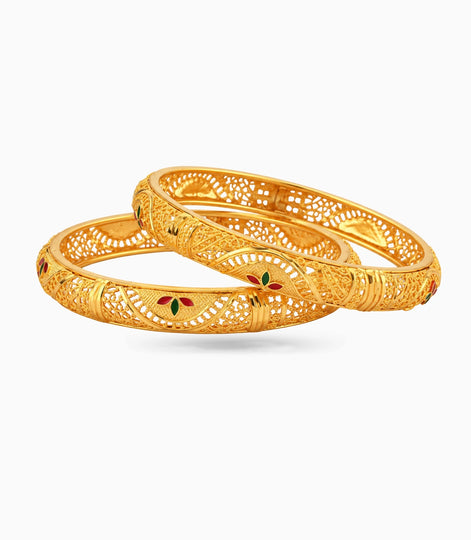 Gold Plated Popular Enamel Bangle Set