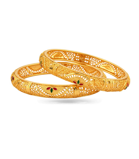 Gold Plated Popular Enamel Bangle Set