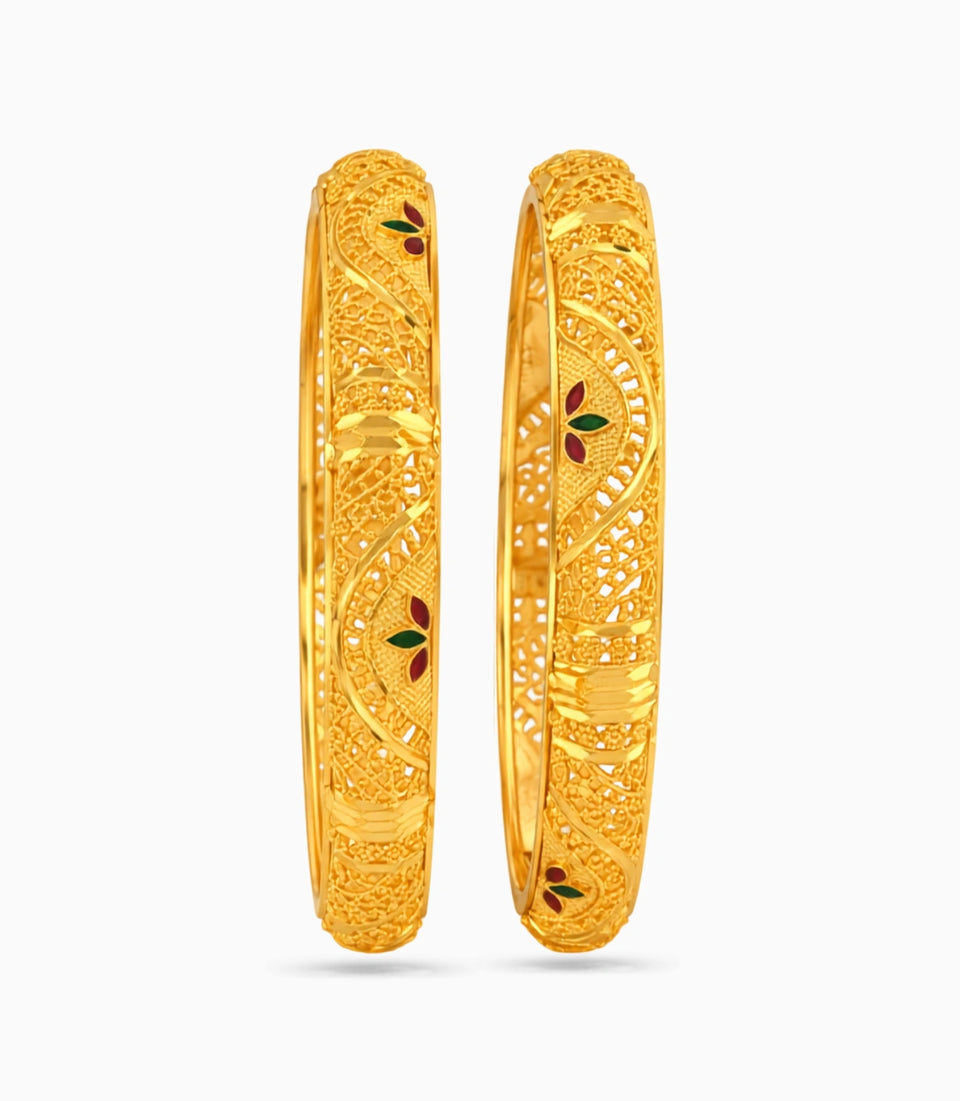 Gold Plated Popular Enamel Bangle Set