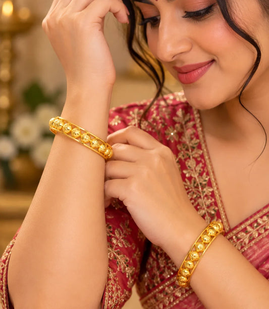 Gold Plated Royal Beaded Bangle Set