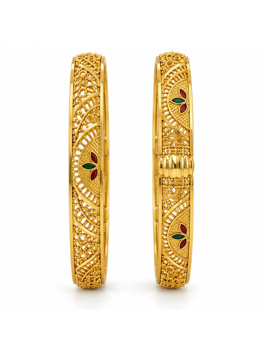 Gold Plated Popular Enamel Bangle Set