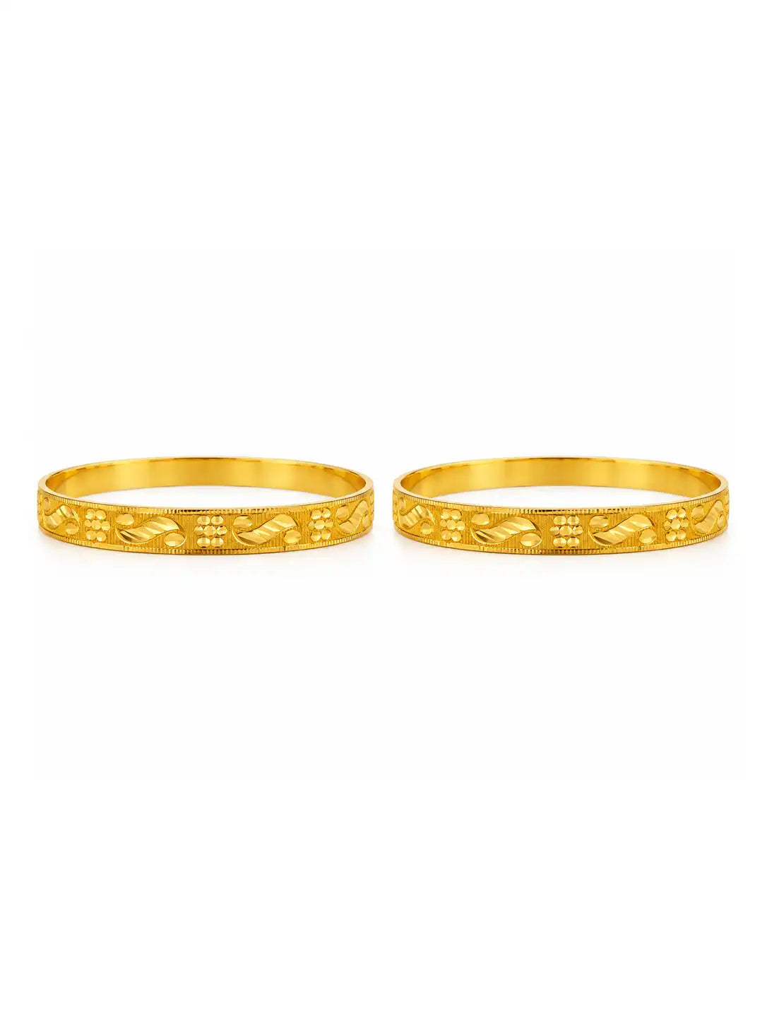 Gold Plated Chic Flower Bangle Set