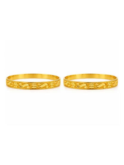 Gold Plated Chic Flower Bangle Set