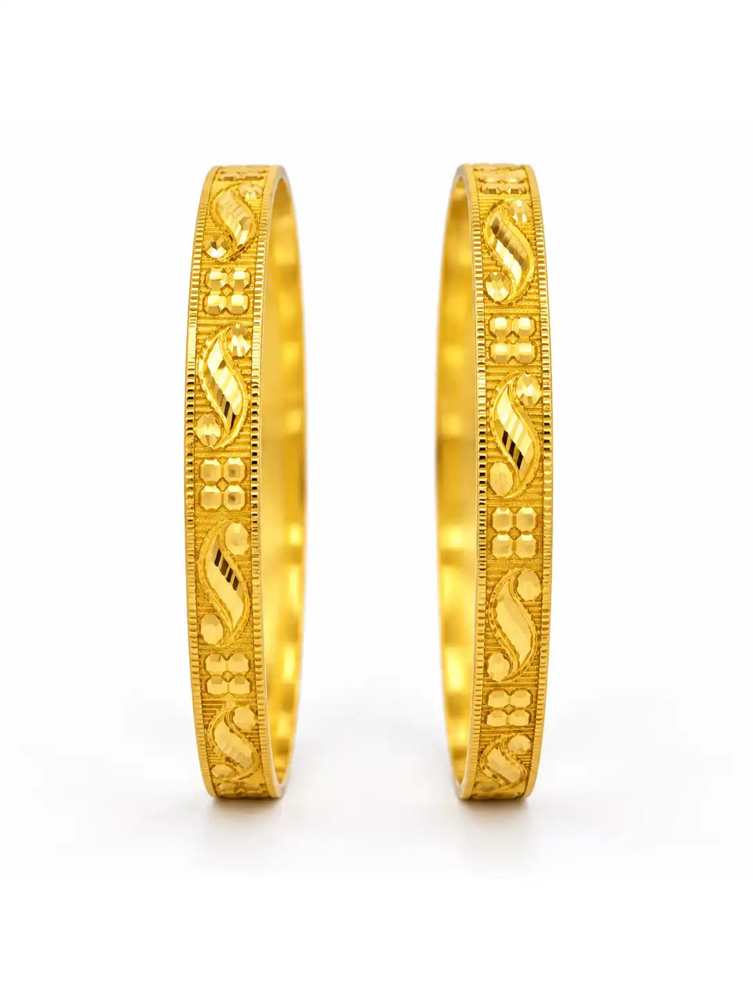 Gold Plated Chic Flower Bangle Set