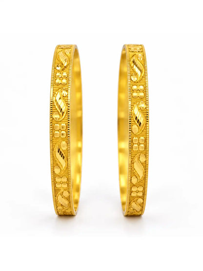 Gold Plated Chic Flower Bangle Set
