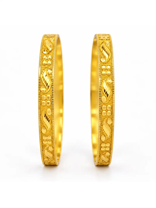 Gold Plated Chic Flower Bangle Set