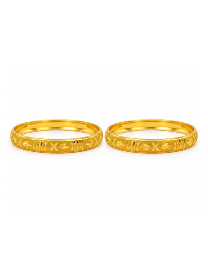 Gold Plated Floral Leaf Bangle Set