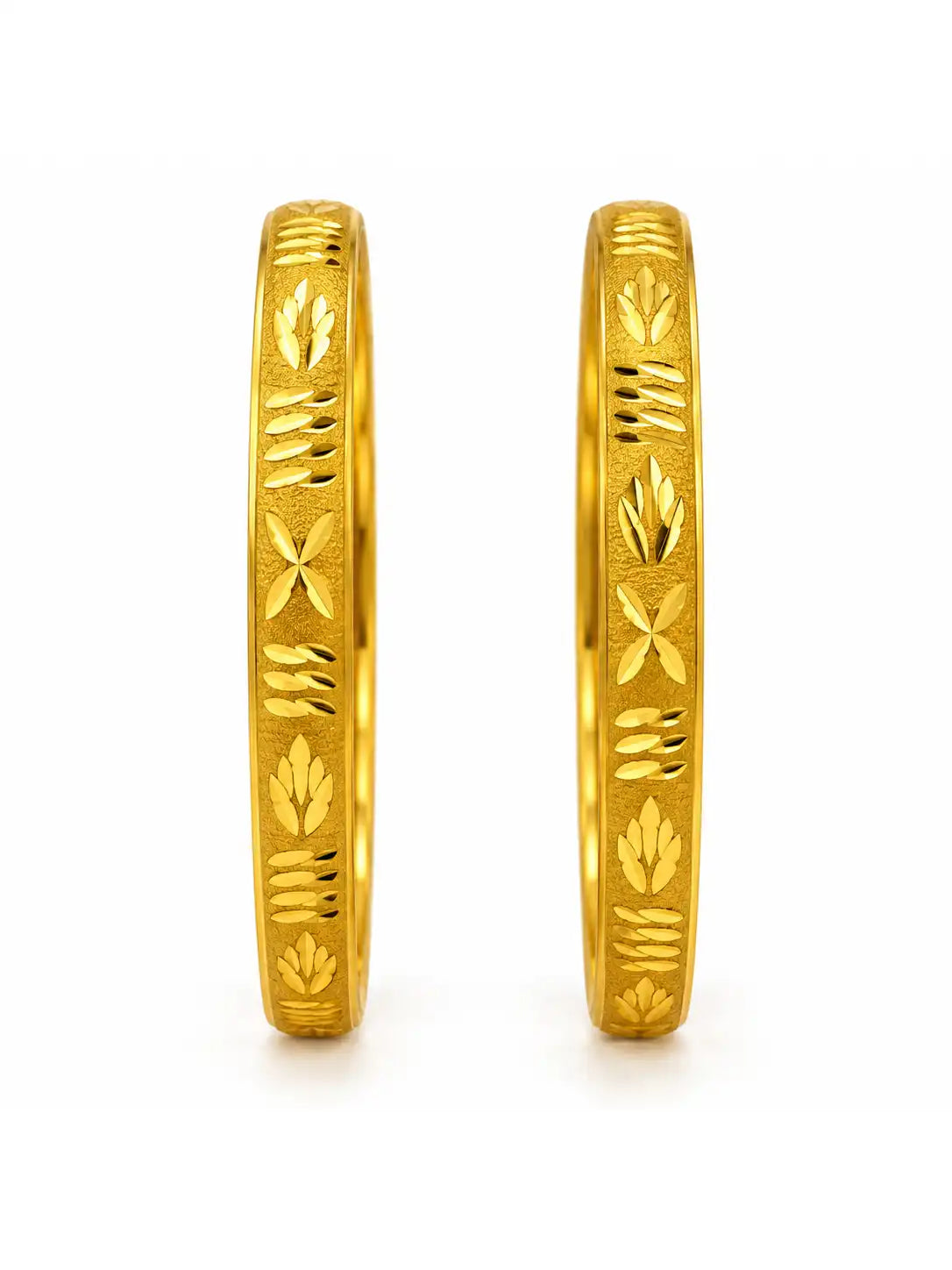 Gold Plated Floral Leaf Bangle Set