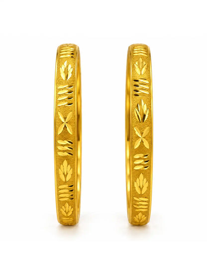 Gold Plated Floral Leaf Bangle Set