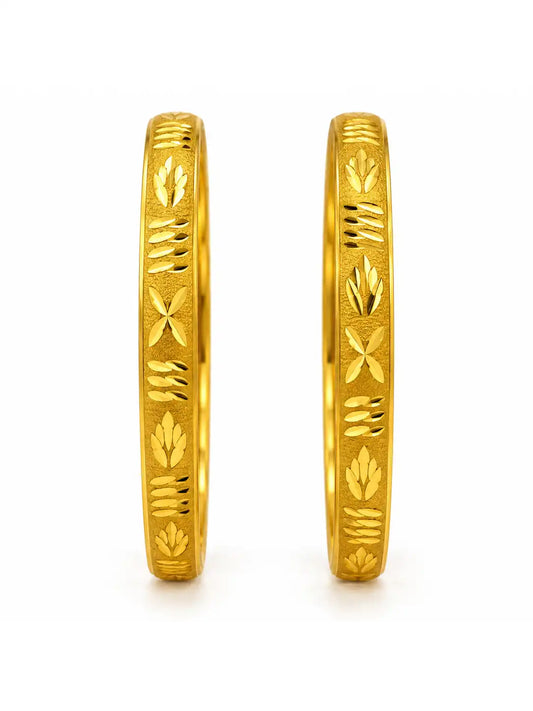 Gold Plated Floral Leaf Bangle Set