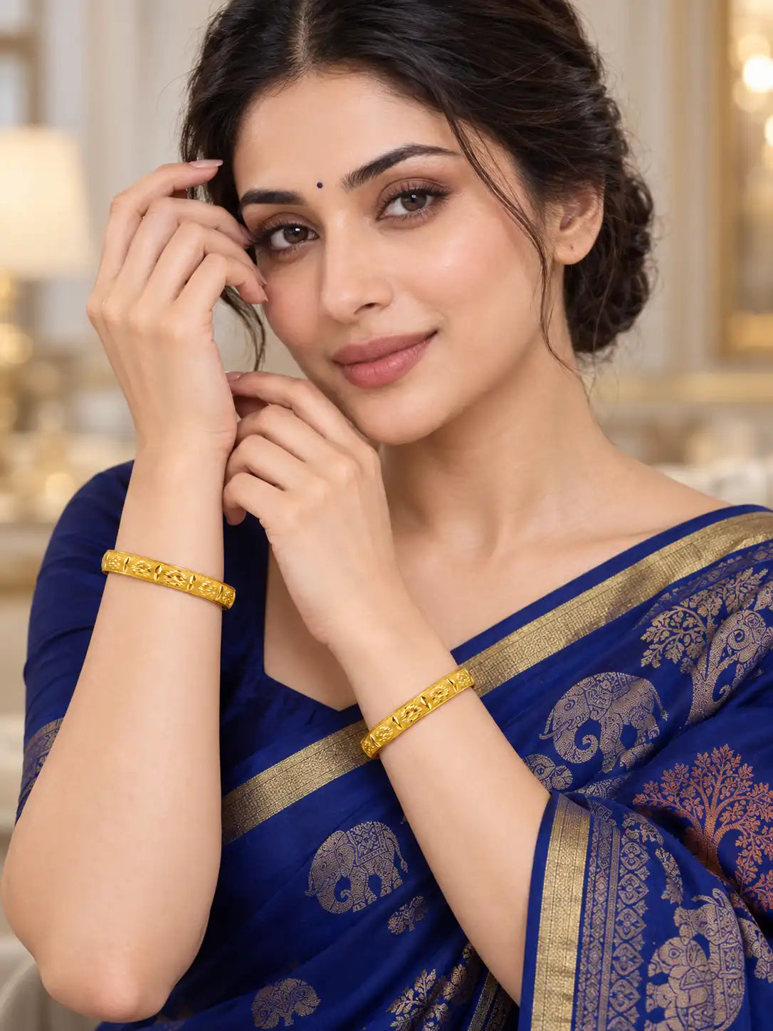 Gold Plated Round Bangle Set