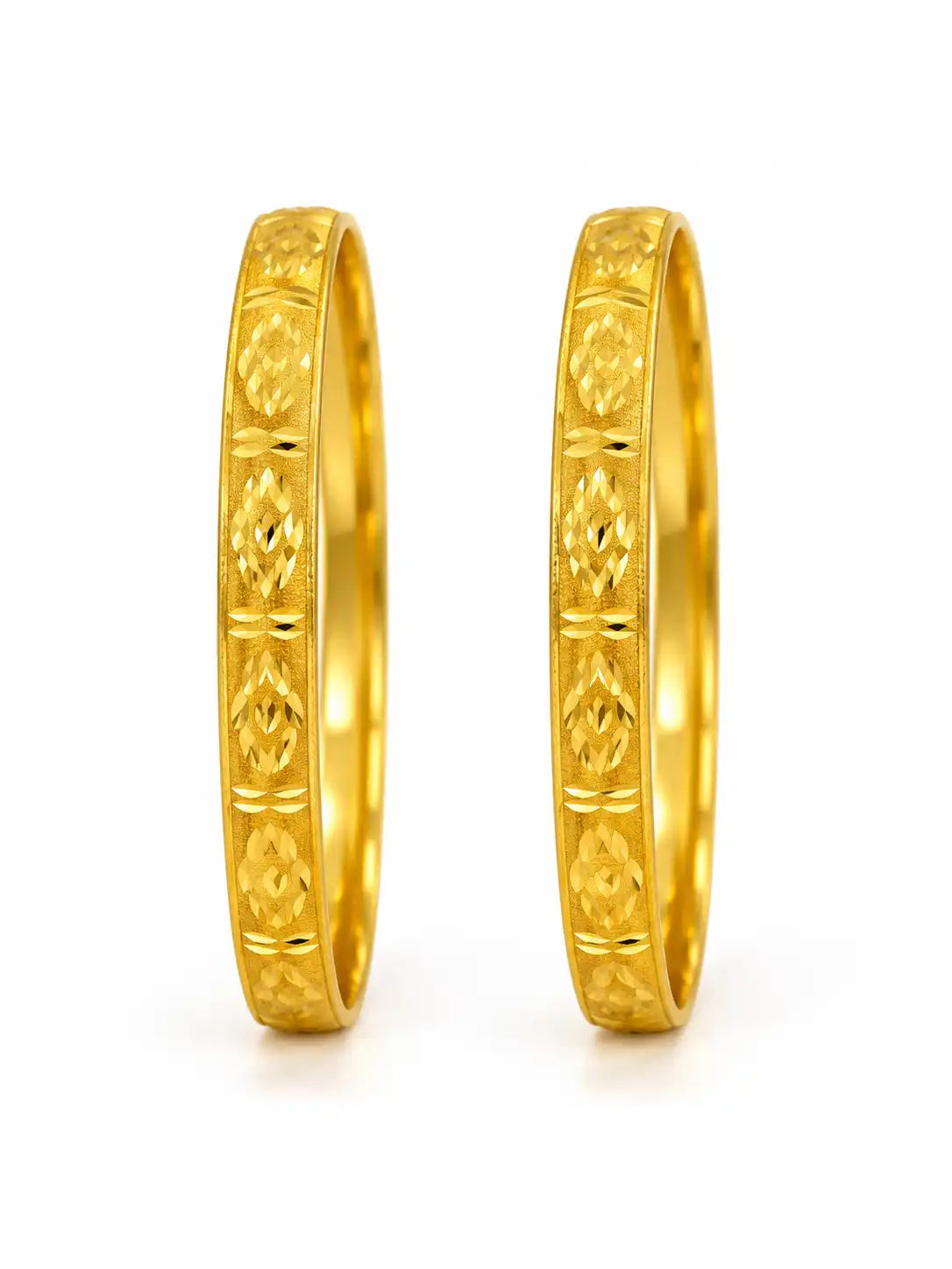 Gold Plated Round Bangle Set