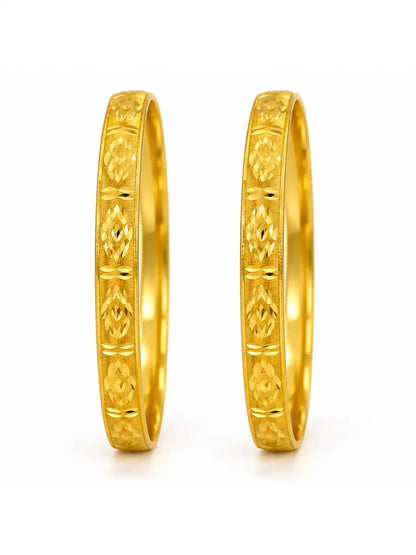 Gold Plated Round Bangle Set