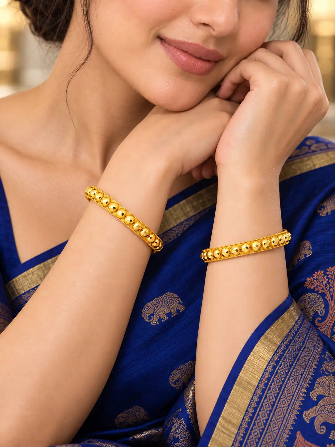 Gold Plated Elegant Circular Bangle Set