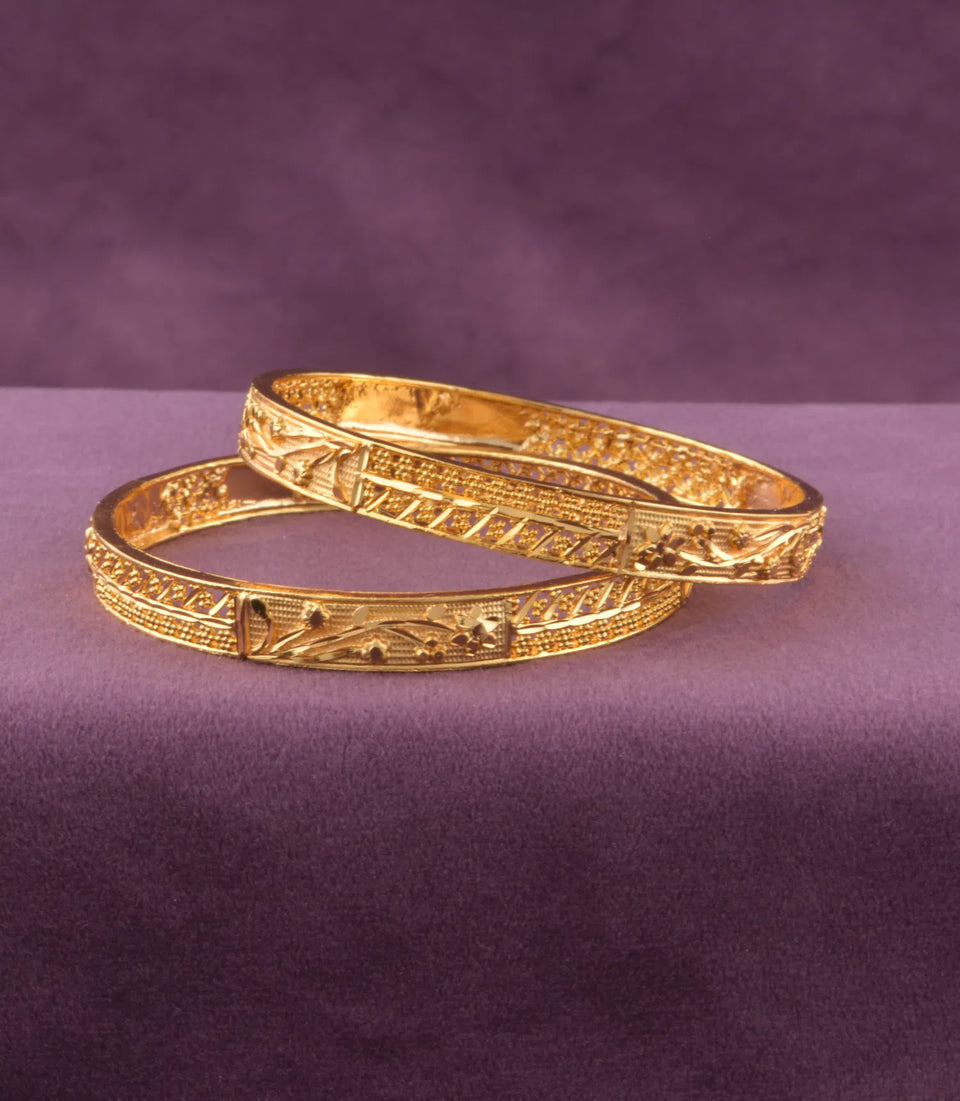 Gold Plated Classic Pair Bangle Set