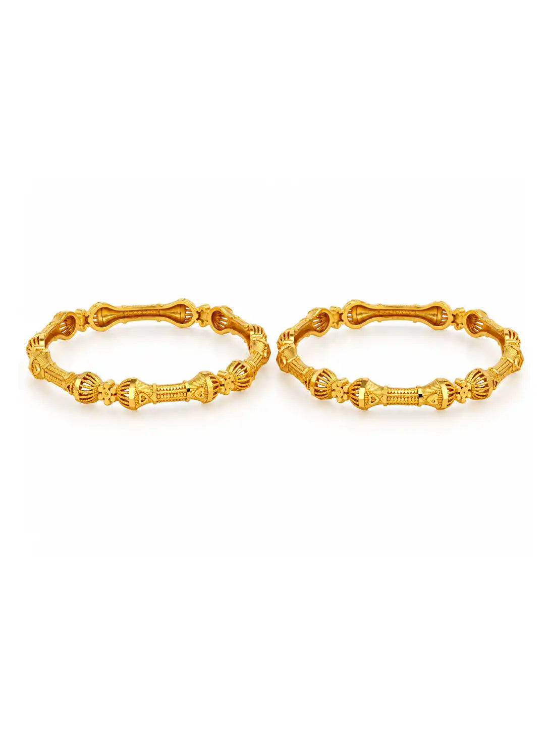 Gold Plated Royal Barrel Motif Bangle Set