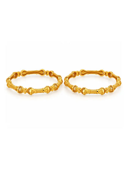 Gold Plated Royal Barrel Motif Bangle Set