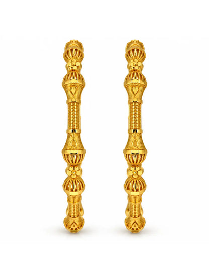 Gold Plated Royal Barrel Motif Bangle Set