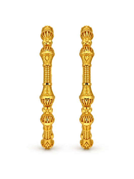 Gold Plated Royal Barrel Motif Bangle Set
