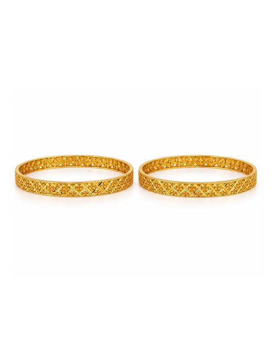 Gold Plated Geometric Design Bangle Set