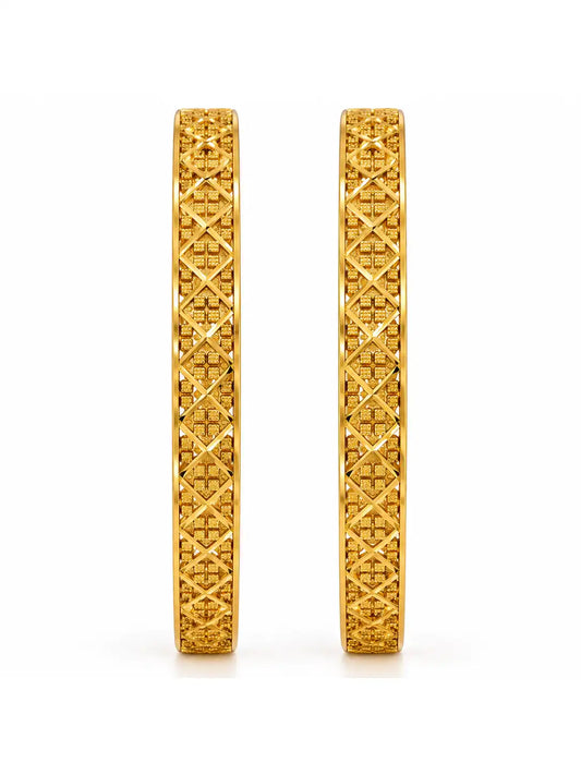 Gold Plated Geometric Design Bangle Set