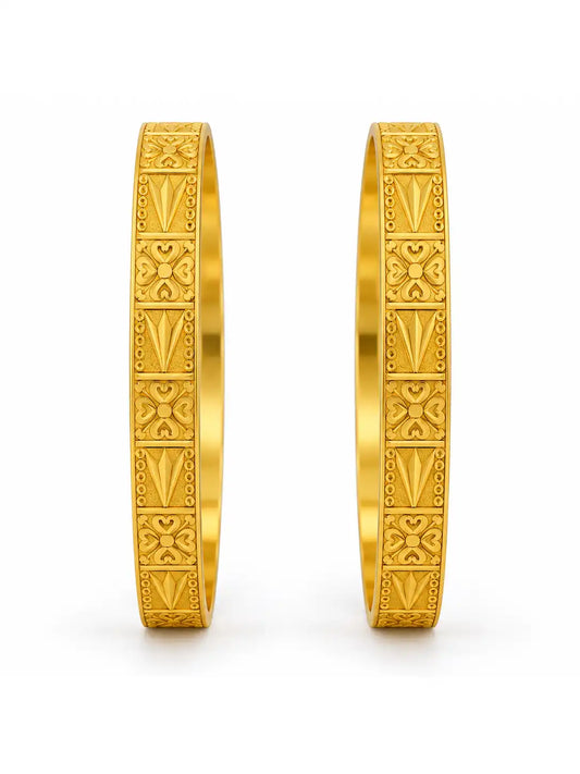 Gold Plated Crafted Bangle Set