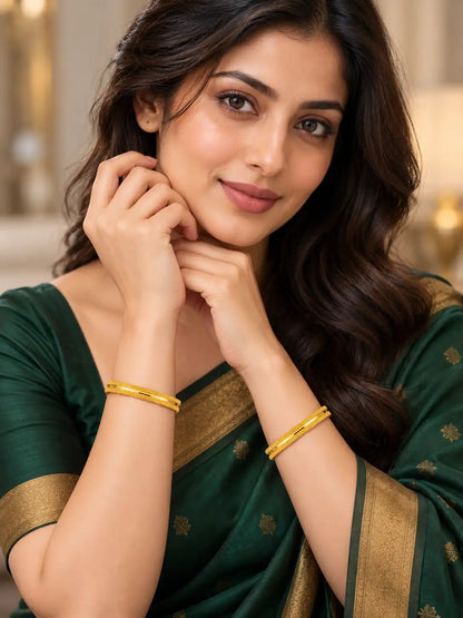 Gold Plated Stylish Circular Bangle Set