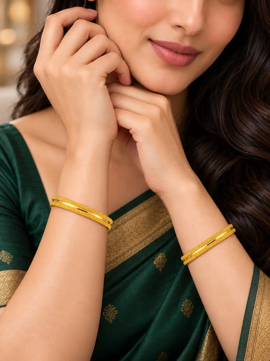 Gold Plated Stylish Circular Bangle Set