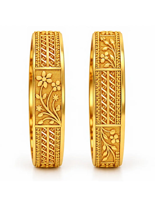 Gold Plated Medium Width Bangle Set