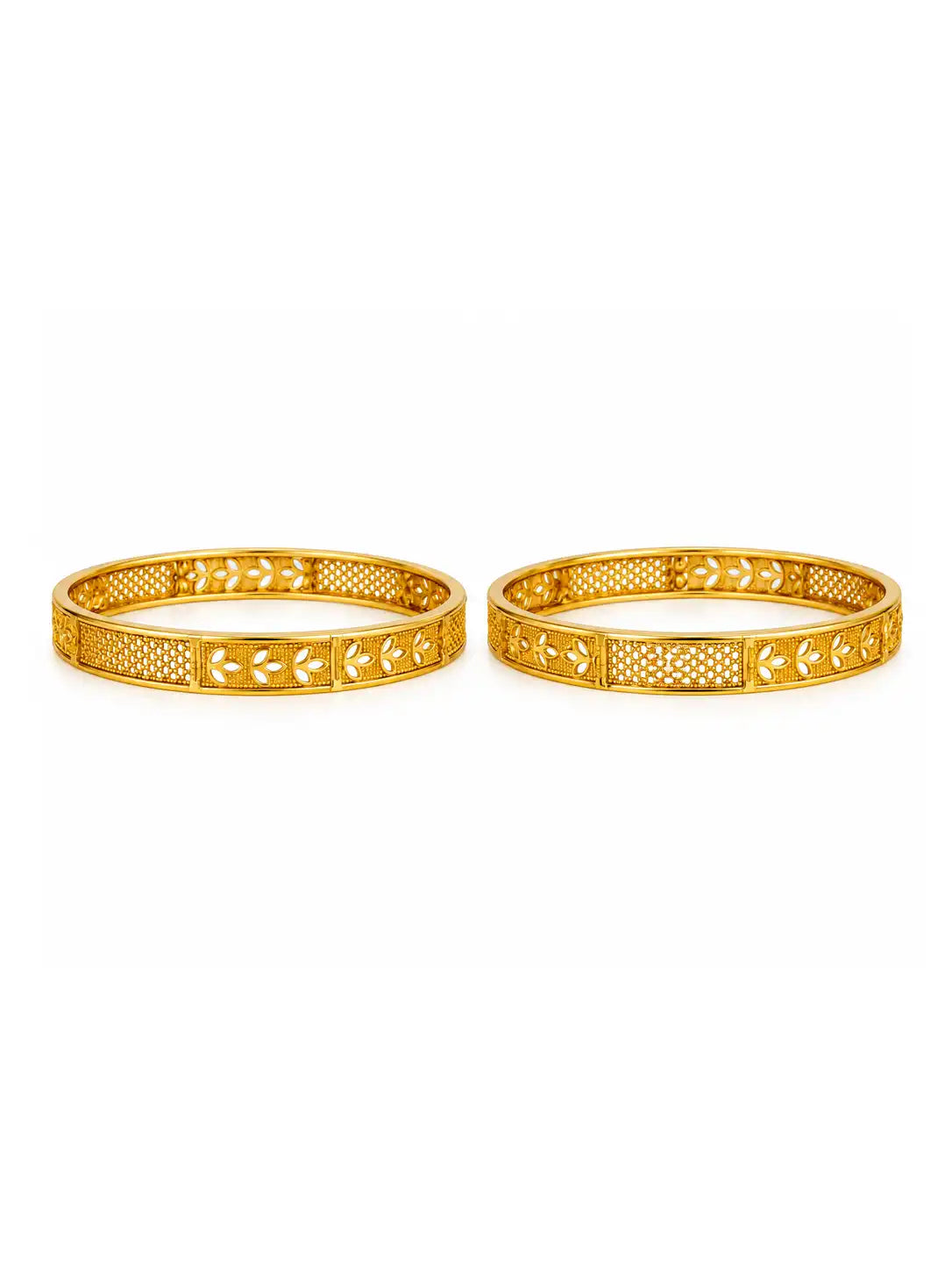 Gold Plated Minimal Floral Bangle Set