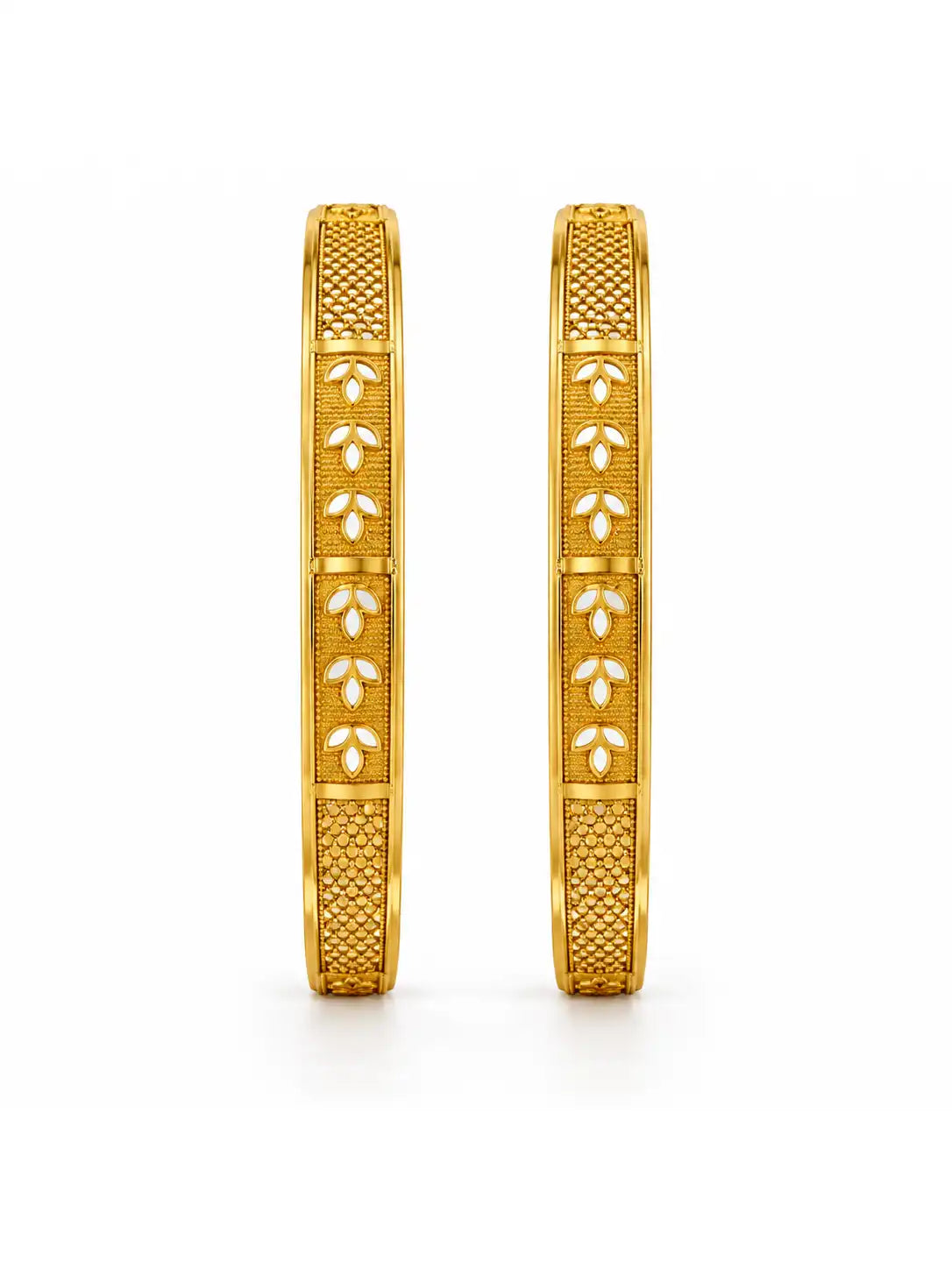 Gold Plated Minimal Floral Bangle Set