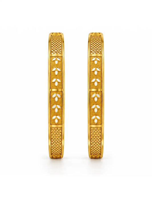 Gold Plated Minimal Floral Bangle Set