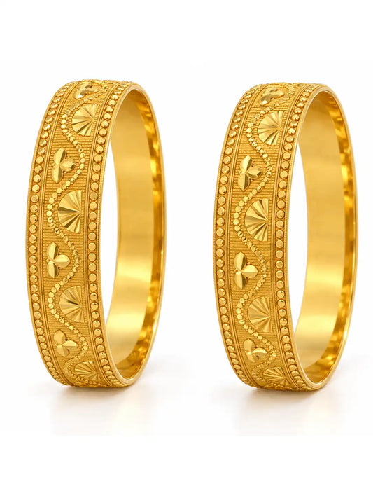 Gold Plated Premium Circular Bangle Set