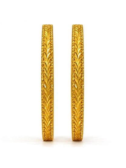 Gold Plated Grass Patterened Bangle Set