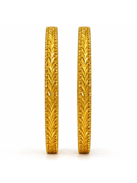 Gold Plated Grass Patterened Bangle Set