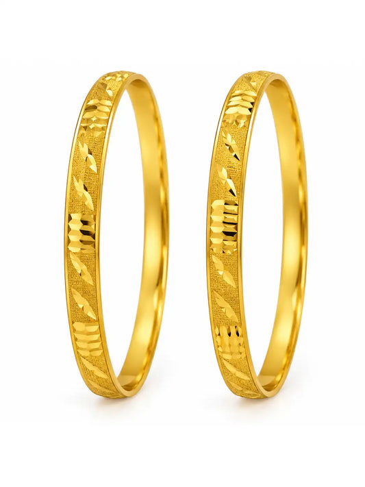Gold Plated Refined Bangle Set