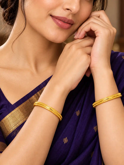Gold Plated Textured Mesh Bangle Set